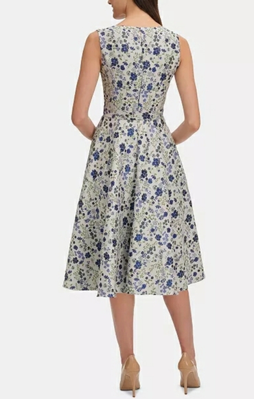 Tommy Hilfiger Floral Jacquard Fit Flare Dr Marine - Picture 3 of 3